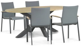 Tuinset 4 personen 200 cm Aluminium/textileen Grijs Lifestyle Garden Furniture Brandon/Brookline