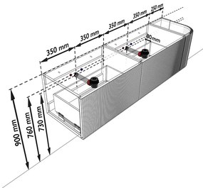 Mondiaz Kurve-dlux 165cm badmeubel ronding rechts walnut met 2 lades en 1 deur en wastafel stor small dubbel/links 2 kraangaten lava