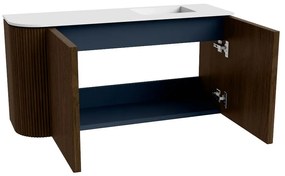 Mondiaz Joya 80cm toiletmeubel ronding links walnut met wastafel faye rechts 1 kraangat talc