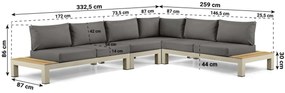 Loungeset 6 personen Aluminium/Teak Taupe Lifestyle Garden Furniture Vittoria