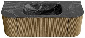 Mondiaz Kurve-dlux 130cm badmeubel ronding links/rechts dusk met 1 lade en 2 deuren en wastafel big small midden zonder kraangat lava