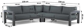 Hoek loungeset 5 personen Aluminium Grijs  Lifestyle Garden Furniture Luca