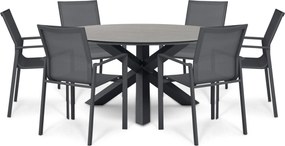 Tuinset Ronde Tuintafel 6 personen 150 cm Aluminium Grijs  Lifestyle Garden Furniture Timo/Xento