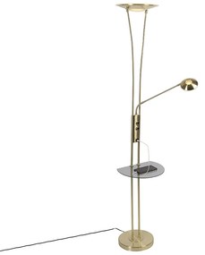 Vloerlamp met dimmer goud met leesarm incl. LED en USB-poort - Sevilla Modern Binnenverlichting Lamp