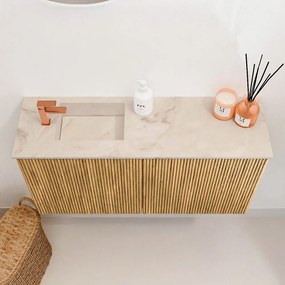 Mondiaz Joya DLux 80cm toiletmeubel oak met wastafel faye links 1 kraangat frappe