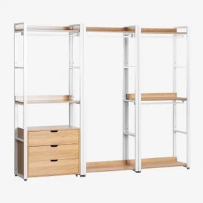 3-delige Open Modulaire Kast Met Stalen En Mdf Lades Ariaster Natuurlijk - Sklum
