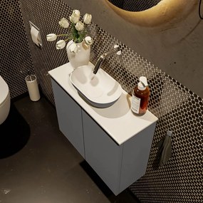 Mondiaz Fowy toiletmeubel 60cm dark grey met antraciete waskom midden zonder kraangat