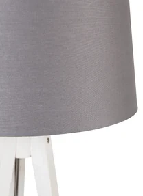 Moderne tripod wit met linnen kap antraciet 45 cm - Tripod Classic Klassiek / Antiek E27 rond Binnenverlichting Lamp