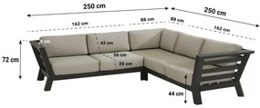 Hoek loungeset  Aluminium Grijs 5 personen 4 Seasons Outdoor Meteoro