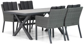 Tuinset 4 personen 185 cm Wicker Zwart Garden Collections Oxbow/Crossley