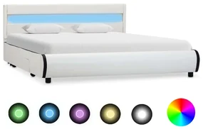vidaXL Bedframe met LED kunstleer wit 120x200 cm