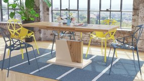 Mazzoni GRAND NOIR artisanaal eiken / beige, salontafel, uitschuifbaar