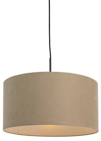 Landelijke hanglamp zwart met beige kap 50cm - Combi