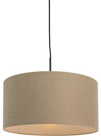 Stoffen Eettafel / Eetkamer Landelijke hanglamp zwart met beige kap 50cm - Combi Modern E27 rond Binnenverlichting Lamp