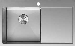 Mexen Exar 1-compartiment roestvrijstalen spoelbak met afdruiprek, links 780 x 480 mm, inox - 6433781010L-01