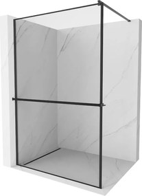 Mexen Kioto+ douchewand met plank Walk-in 110 x 200 cm, zwart frame, zwart - 800-110-121-70-70