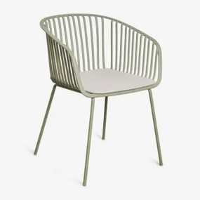 Set Van 4 Eetkamerstoelen Met Armleuningen Van Staal En Polypropyleen Aradina Lichtolijfgroen - Sklum