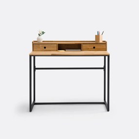 Bureau eik en metaal, klein bovenmeubel, Hiba
