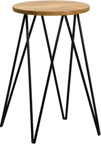 Bijzettafel Kyan - zwart/naturel - 50xØ30 cm - Leen Bakker