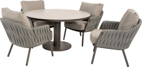 Taste by 4 Seasons Cannes tuinset 5-delig - Sarah lage tuintafel Ø130 cm - terre ceramic print