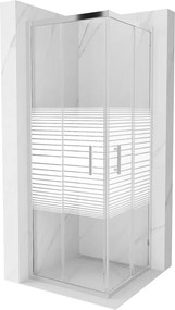 Mexen Rio vierkante douchecabine 70 x 70 cm, witte strepen, chroom - 860-070-070-01-20
