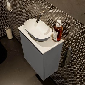 Mondiaz Fowy toiletmeubel 40cm dark grey met antraciete waskom midden zonder kraangat