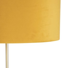 Vloerlamp goud/messing met velours kap geel 40/40 cm - Parte Landelijk / Rustiek E27 cilinder / rond rond Binnenverlichting Lamp
