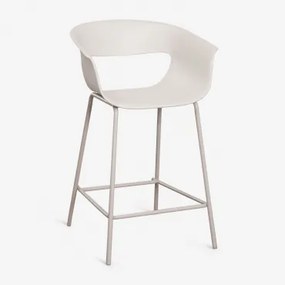 Aluminium Hoge Kruk Van Polypropyleen En Staal Alanys ↑65 Cm & Steen Wit - Sklum