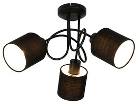 Stoffen PlafondSpot / Opbouwspot / Plafondspot zwart 3-lichts - Hetta Modern E14 rond Binnenverlichting Lamp