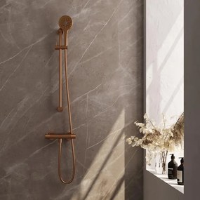 Brauer Copper Carving Douchekraan opbouw - glijstang - 1 functie - 2 carving knoppen - handdouche rond 3 standen - PVD - geborsteld koper 5-GK-250