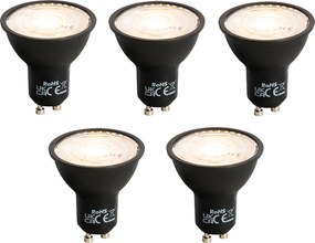 Set van 5 GU10 LED lamp zwart 7W 610 lm 3000K
