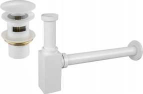 Mexen kwadratische wasbak halfsifon met klik-klak stop, met overloop, wit - 7992060-20