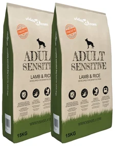 vidaXL Premium hondenvoer droog Adult Sensitive Lamb & Rice 30kg 2 st