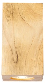 Landelijke wandlamp hout vierkant 2-lichts - Sandy