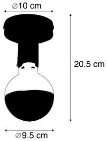 Design plafondlamp zwart met G95 kopspiegel zwart - Facil