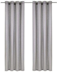 vidaXL Gordijnen met metalen ringen katoen 140x175 cm grijs 2 st