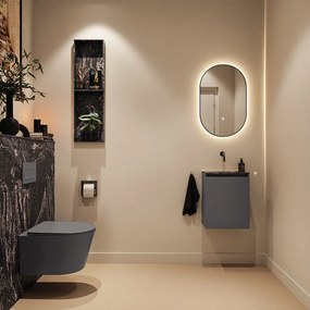 Mondiaz Ture DLux toiletmeubel 40cm dark grey met wastafel lava midden zonder kraangat