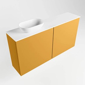 Mondiaz Fowy toiletmeubel 100cm ocher met witte waskom links zonder kraangat