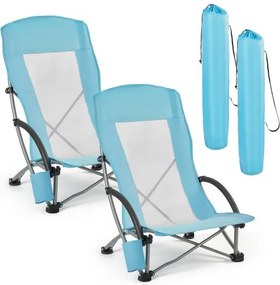 VEVOR 2 x Campingstoelen, opklapbare stoelen, draagvermogen 150 kg, visstoel met hoge rugleuning, bekerhouder, mesh rugleuning, draagtas en extra brede zitting, strandstoelen voor buitenactiviteiten en vissen