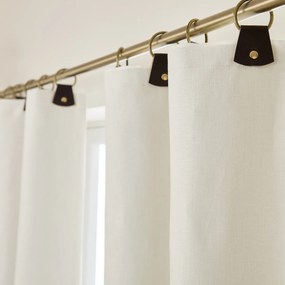 Verduisteringsgordijn van gewassen linnen, leren lussen, Private