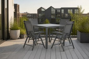 Tuinset 4 personen 85 cm Aluminium/textileen Grijs Presto Vasto/Venustas