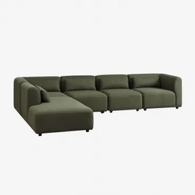 Fogler 5-delige Modulaire Bank Met Chaise Longue Links Chenille Groen – Salie - Sklum