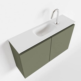 Mondiaz Ture 80cm toiletmeubel army met wastafel talc midden 1 kraangat