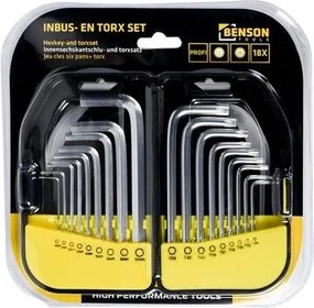 Inbus + torx sleutelset 18 dlg profi box