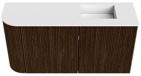 Mondiaz Joya 80cm toiletmeubel ronding links walnut met wastafel faye rechts 1 kraangat talc
