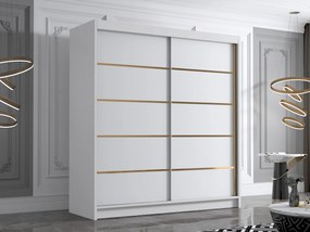 Kledingkast Closico Vallor III, Wit, 215x180x58cm, 139 kg, Kledingkast deuren: Schuivend