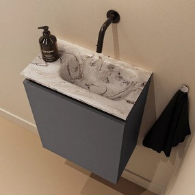 Mondiaz Ture DLux toiletmeubel 40cm dark grey met wastafel glace rechts zonder kraangat