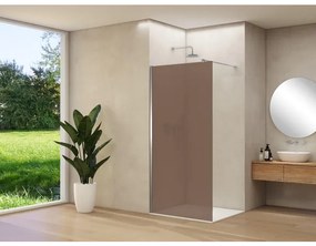 Van Rijn Products ST01 vaste wand - 98x200cm - brons rookglas - - dikte 8mm - stabilisatiestang - muurprofiel - RVS Geborsteld ST01500100BRBNM