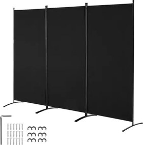 VEVOR Room Divider 3 Panelen Kamerverdeler 260 x 184 x 52 cm, Opvouwbaar Privacy Scherm &amp; Draagbare Scheidingswand voor Ruimteverdeling, Vrijstaande Kamerverdeler voor Kantoor Slaapkamer Studeerkamer, Zwart