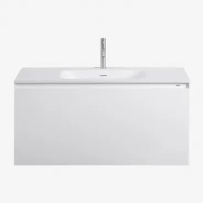 Macrae Houten Badkamermeubelset Met Geïntegreerde Wastafel Wit & Spiegelloze & Geborsteld Grijs ↑20 Cm Met Overloop - Sklum